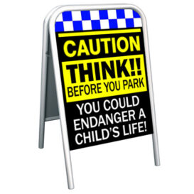 CAUTION - THINK Before you park - Pavement Road Safety Sign alternate image