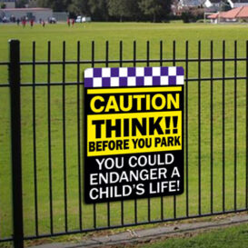 Caution Think Before You Park Sign alternate image