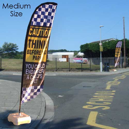 Caution child road safety flags