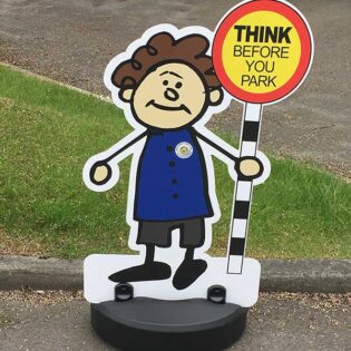 Kiddie Cut Out Road Safety Parking Buddies Pavement Signs with Lollipop Message