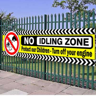 child safety no idling zone banner