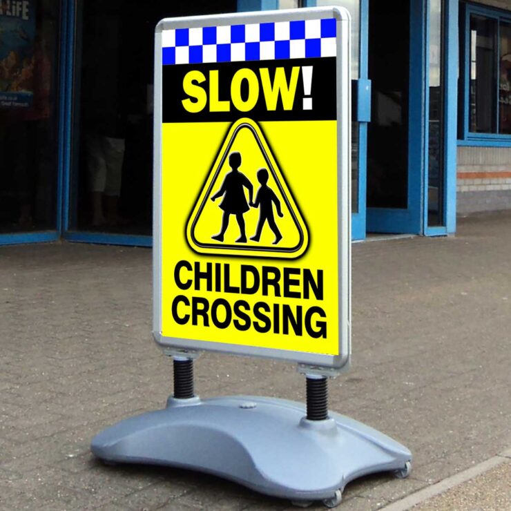 Children Crossing Slow Safety Sign