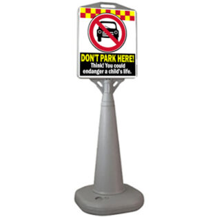 Traffic Cone Safety Message Road Pavement Sign