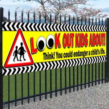 lookoutkidsabout look out school road banner