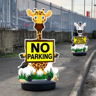 Cartoon Animal Parking Buddies - Road Safety Pavement Signs