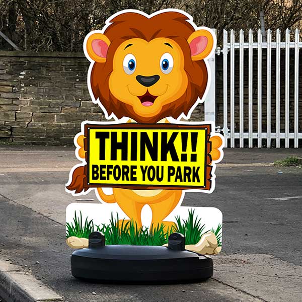 Think before you park sign