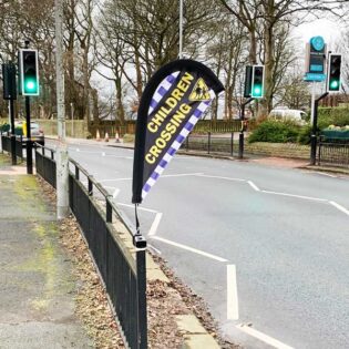 Road Safety Barrier Clamp Flags - Children Crossing