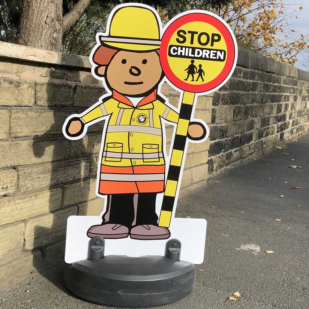 Cartoon Traffic Patrol Kiddie Cut Out Road Safety Pavement Signs Lollipop  Message