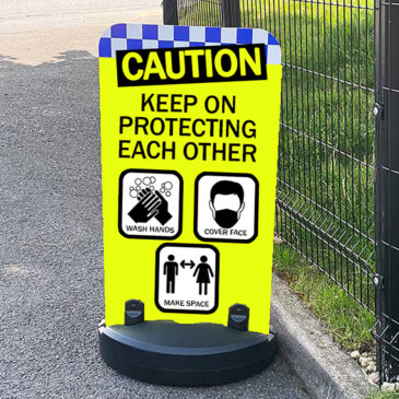 caution keep on protecting aboard Caution Keep Protecting Covid19 Pavement Sign