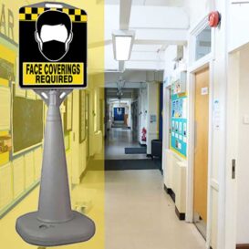Face Mask Coverings Free Standing Corridor Sign