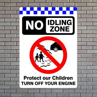 No Idling Zone Protect Children, Turn Off Engine Sign