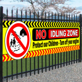 No Idling Zone Child Safety Banner - Air Pollution