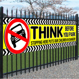 THINK Before You Park PVC Banner