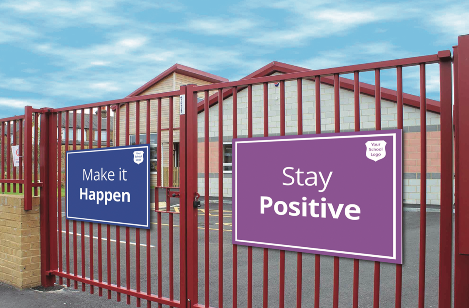 School gate motivational banners