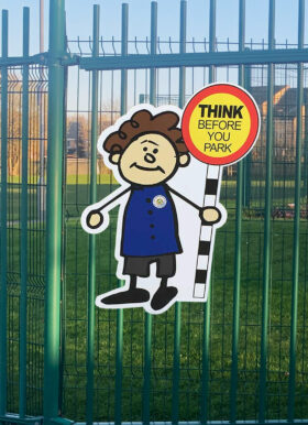 fence mounted kiddie cutout sign