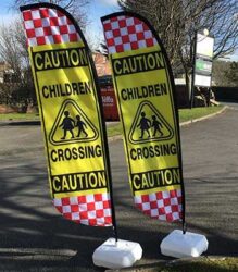 Caution Road Safety Flags