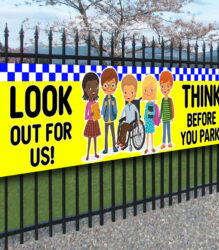 LOOK Out For Us! THINK Child Safety PVC Banner