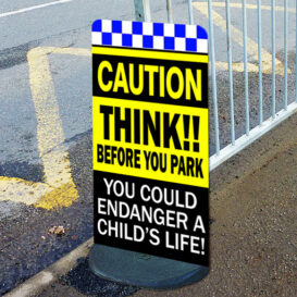 CAUTION THINK Before you park Pavement Sign alternate image