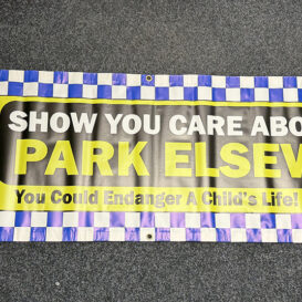 Show You Care Park Elsewhere 8ft x 2ft Banner - Clearance