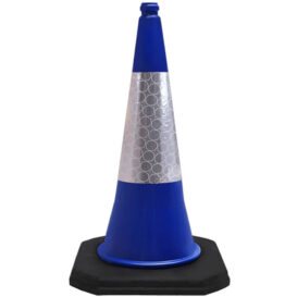 Blue 750mm Traffic Road Safety Cone with reflective sleeve