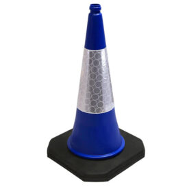 Blue 750mm Traffic Road Safety Cone with reflective sleeve alternate image