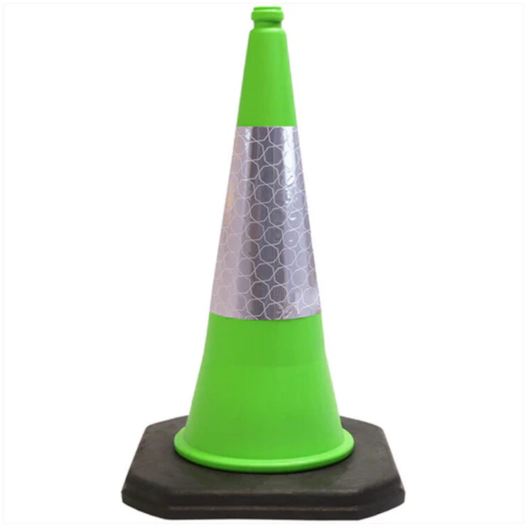 Green 750mm Traffic Road Safety Cone with reflective sleeve