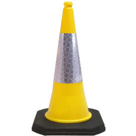 Yellow 750mm Traffic Road Safety Cone with reflective sleeve