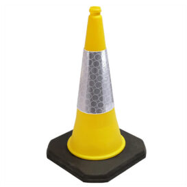 Yellow 750mm Traffic Road Safety Cone with reflective sleeve alternate image