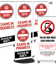 No Entry Exams in Progress – Banners and Corridor MULTI PACK Signs
