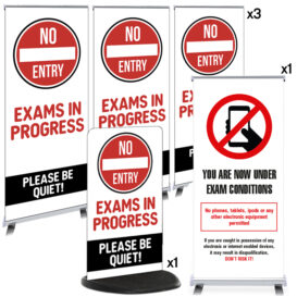 No Entry Exams in Progress - Banners and Corridor MULTI PACK Signs