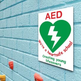 Defibrillator Heart Safe School Sign