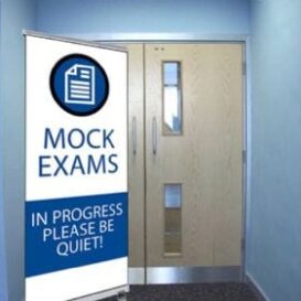 Mock Exams in Progress Please be Quiet Pull Up Banner