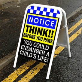 NOTICE THINK!! Pavement Child safety sign BLUE alternate image