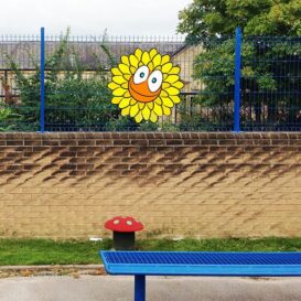 Sunflower Fun Character Aluminium Wall / Fence Sign
