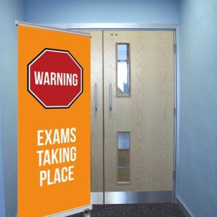 Warning Exams Taking Place Pull Up Banner